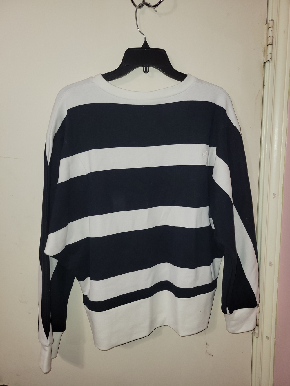 ADAY Black and White Wide-Stripe Crewneck Sweater